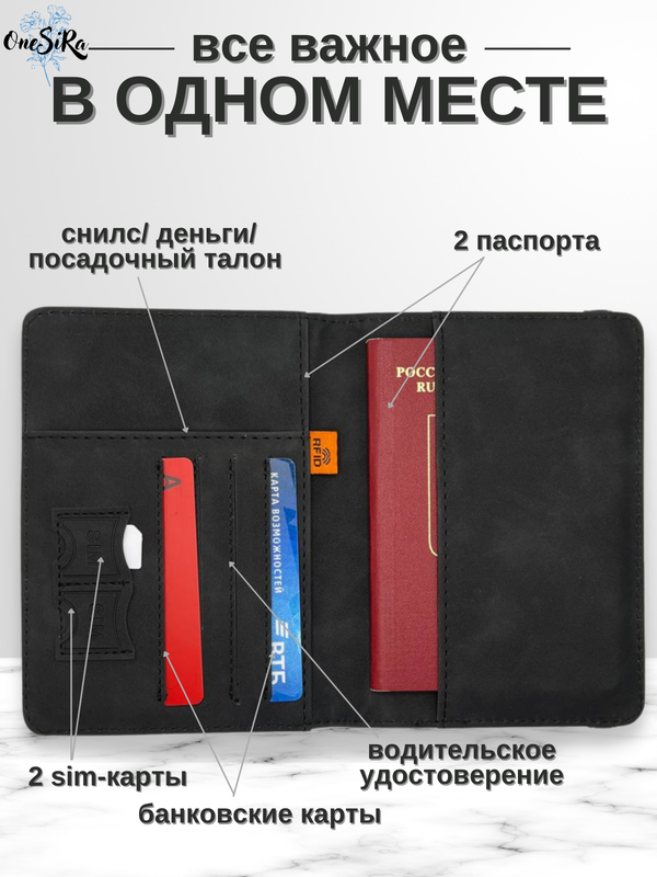 Обложка для паспорта , черный