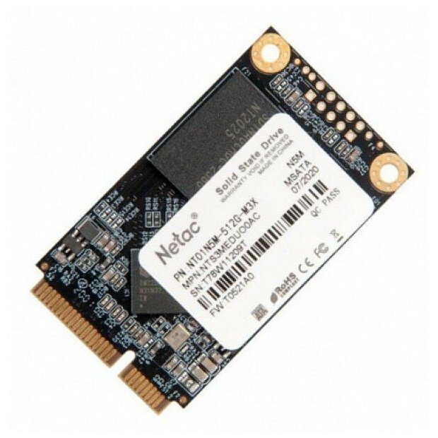 SSD mSATA Netac 512Gb N5M Series Retail (SATA3, до 540/490 Мбит / с, 3D TLC/QLC)