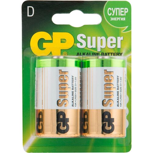 Батарейка GP Batteries Super D LR20 1,5 В (2 шт.) батарейка э п gp 13a lr20 373 bl2 2 шт