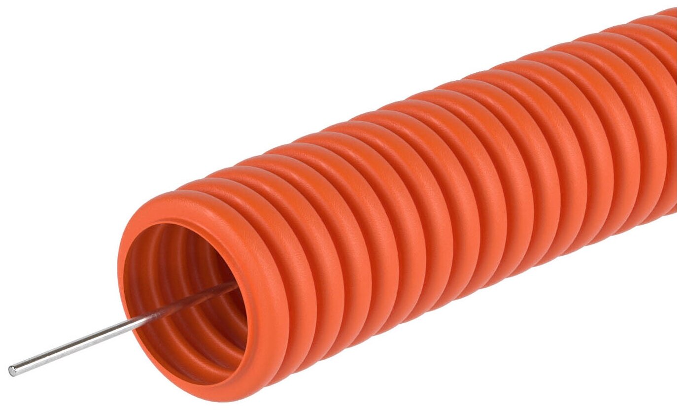 Труба гофрированная ПНД с зондом DKC 16 мм x 100 м 100 м оранжевый - фотография № 6