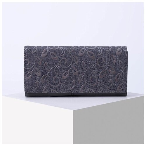 фото Кошелек жен 04-01-01, 19*3*9 см, 3 отд, д/карт, д/монет, 2 отд рамка, серый 6491261 сима-ленд