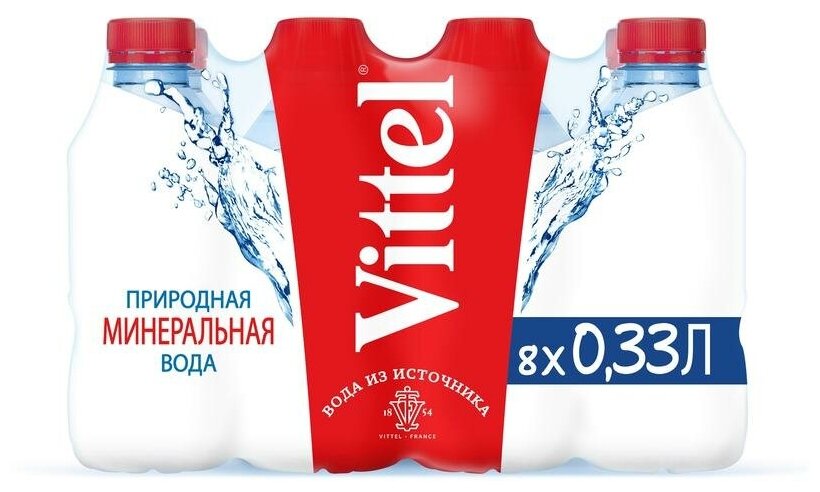 Минеральная вода негазированная Vittel 0,33л пэт 8 шт