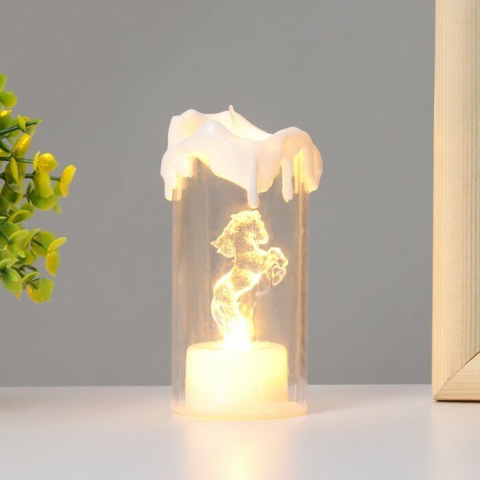 Ночник-свеча "Лошадка" LED от батареек 3хLR44 белый 4,7х4,7х10,5 см - фотография № 2