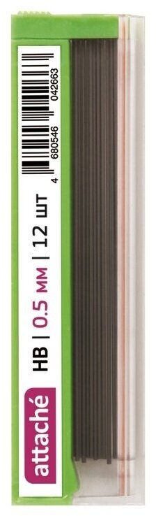 Стержень микрографический Attache 0,5 мм, HB, 12 грифелей (964332)