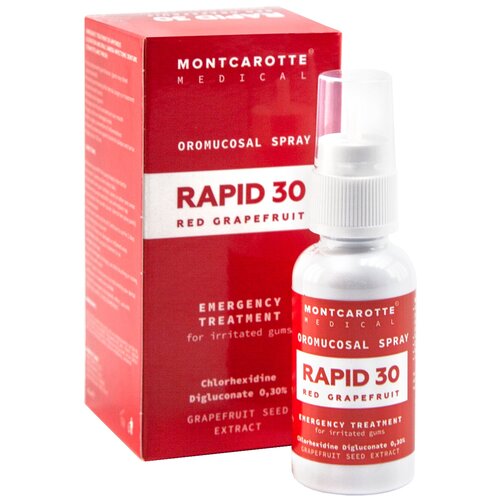 Спрей MontCarotte RAPID30 Красный грейпфрут с хлоргексидином 0,3%, 30 мл