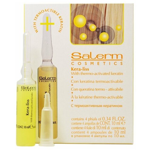 Salerm Cosmetics Ампульный уход Kera-Liss для волос, 10 мл, 4 шт., ампулы