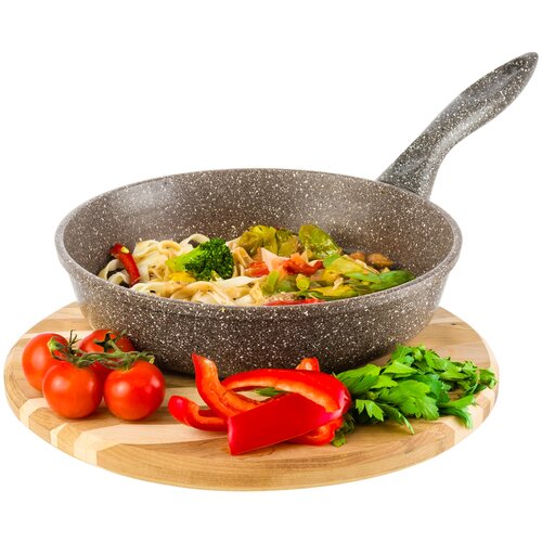 фото Сковорода глубокая 24 см elan gallery гармония вкуса коричневый опал, несъёмная ручка