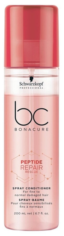 Schwarzkopf Professional Bonacure Peptide Repair Rescue Spray Conditioner - Шварцкопф Спрей-кондиционер восстанавливающий, 200 мл -