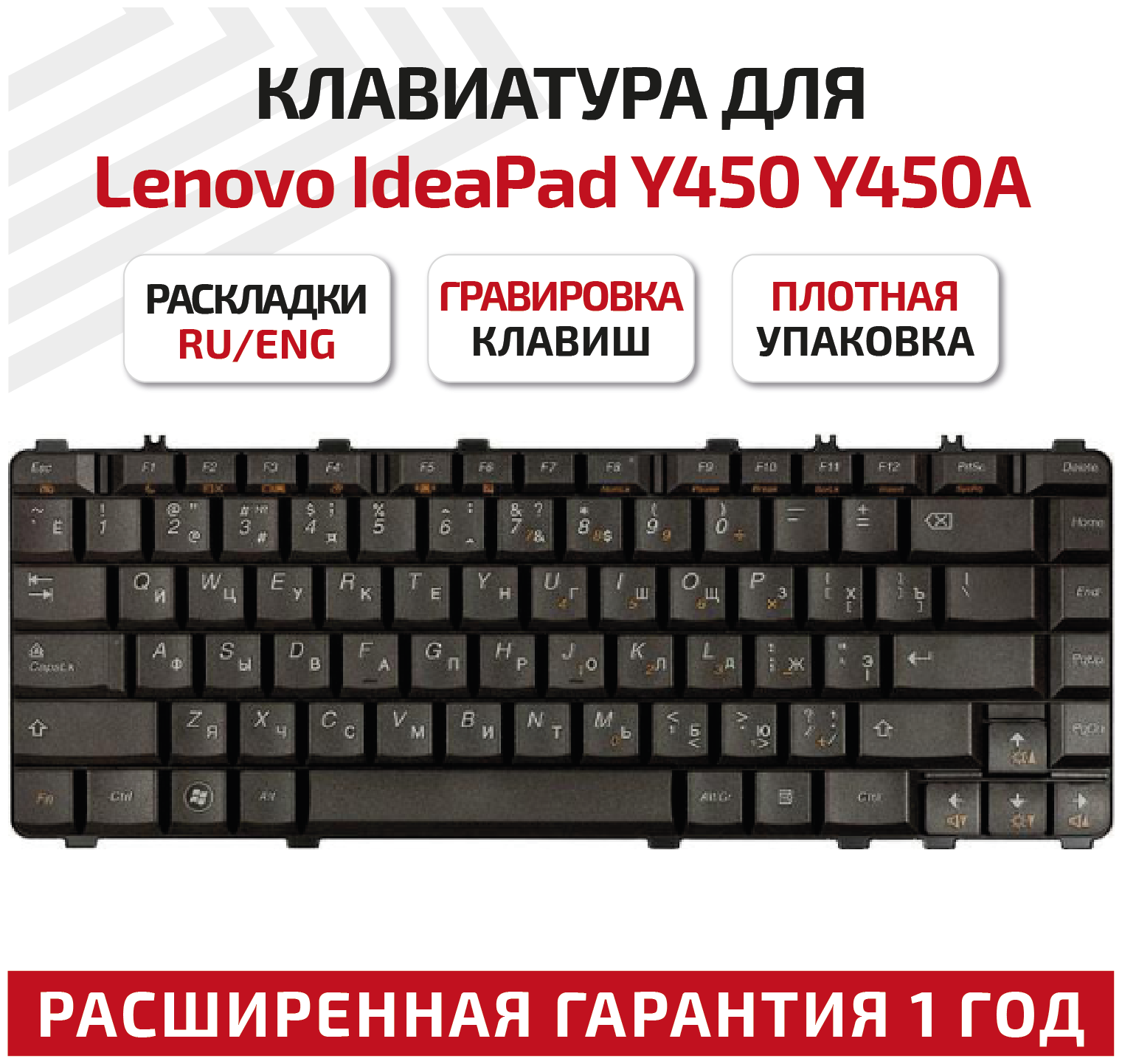 Клавиатура (keyboard) N3S-RU для ноутбука Lenovo IdeaPad B460, Y450, Y460, Y550, Y560, Y560A, Y450-4A Plus-1, Y460P, черная