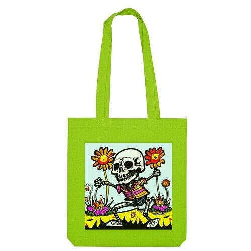 Сумка шоппер Us Basic, зеленый мужская футболка скелет и цветы skeleton and flowers l синий
