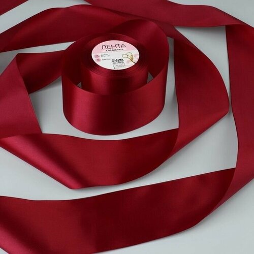 Лента атласная 75 мм 23х1 м цвет глубокий красный 33 730₽