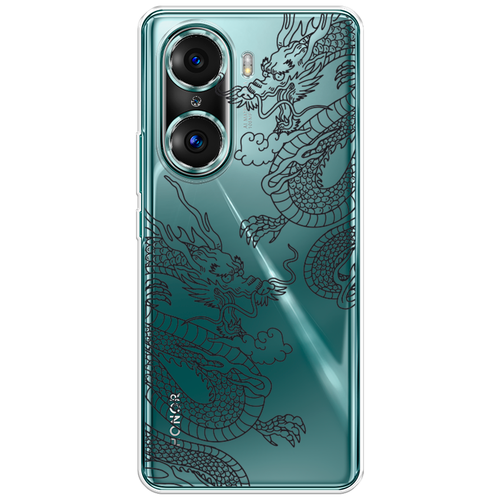 Силиконовый чехол на Honor 60 Pro / Хонор 60 Про Два китайских дракона, прозрачный силиконовый чехол на honor 60 pro хонор 60 про зима 7