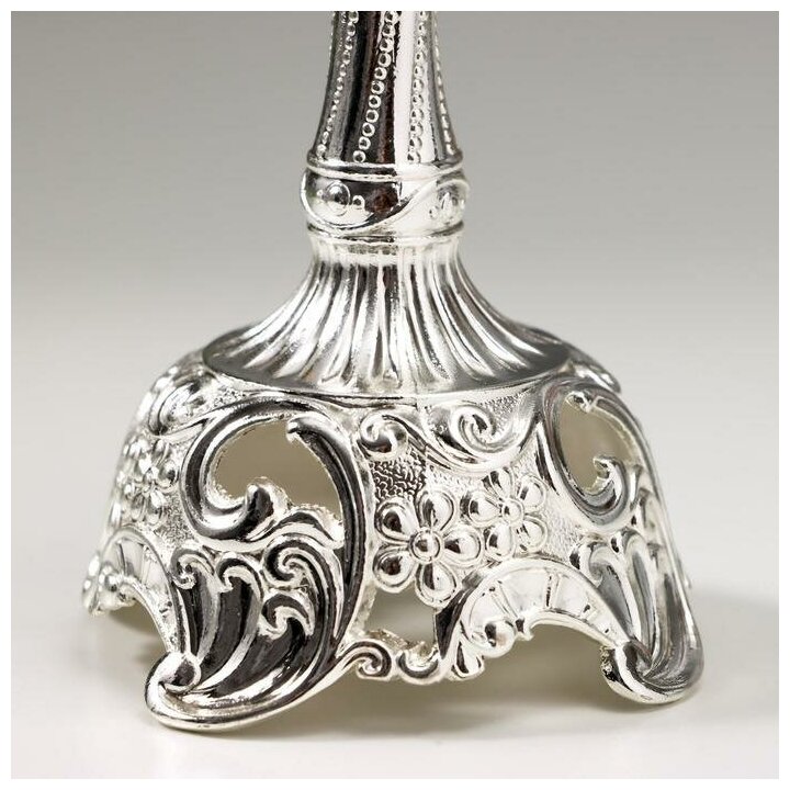 Подсвечник металл на 1 свечу "Виноградная лоза" серебро 18.5х6х6 см - фотография № 8