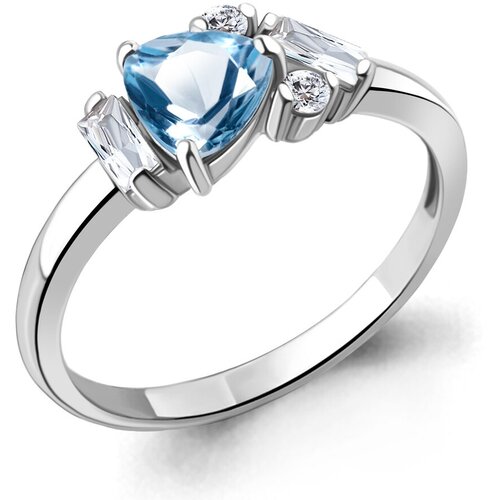 фото Кольцо diamant online, серебро, 925 проба, топаз, фианит, размер 17.5