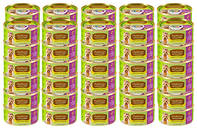 Корм для собак деревенские лакомства Домашние обеды Рагу из ягненка, печень, тыква конс. 100г (упаковка - 60 шт)