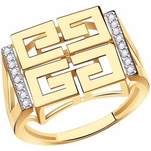 фото Кольцо diamant online, золото, 585 проба, фианит, размер 18