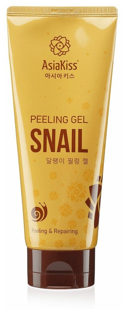 Пилинг-гель для лица AsiaKiss snail peeling gel с экстрактом слизи улитки 180мл Green COS - фото №5