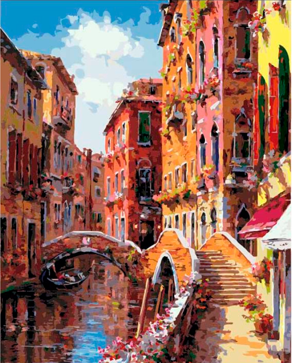 Картина по номерам "Мосты и каналы Венеции", 40x50 см