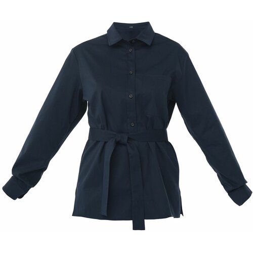 фото Рубашка almostyle хлопковая с поясом синяя xs-s