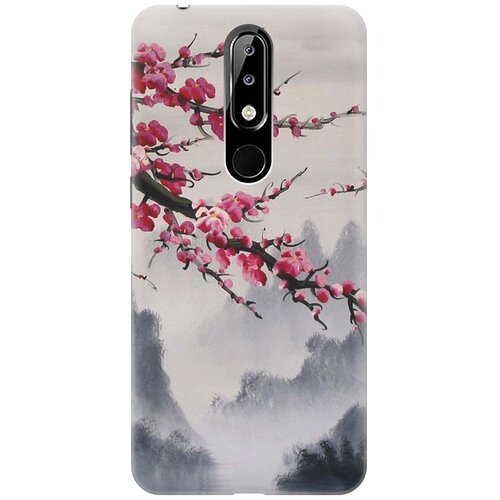 фото Re:paчехол - накладка artcolor для nokia 5.1 plus / x5 (2018) с принтом "сакура"