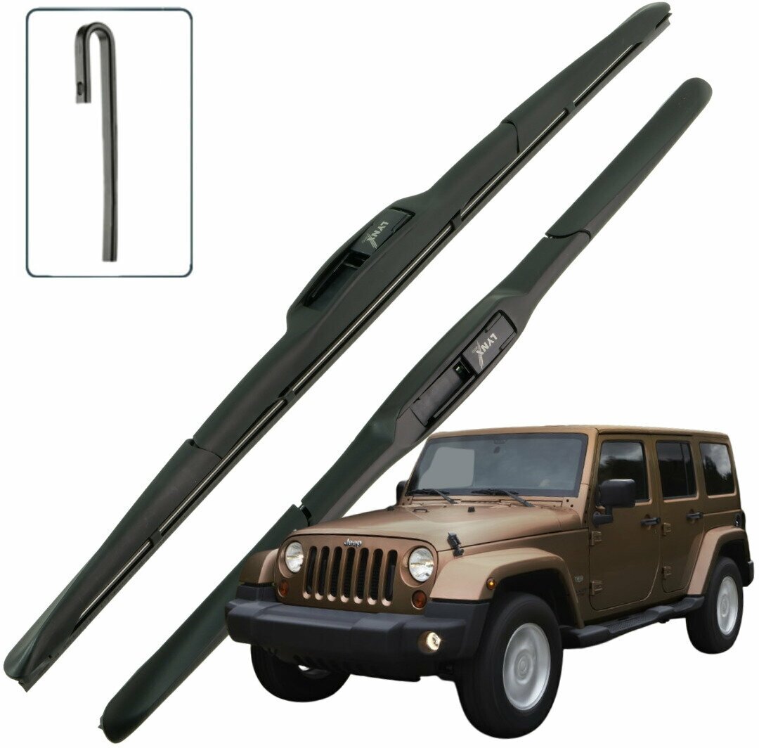 Дворники Jeep Wrangler (3) JK Джип Вранглер 5 дв рест 2010 2011 2012 2013 2014 2015 2016 2017 2018 Щетки стеклоочистителя гибридные 380мм-380мм 2 шт