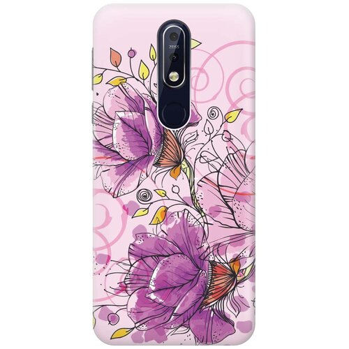 фото Re:paчехол - накладка artcolor для nokia 7.1 (2018) с принтом "розовые цвета"