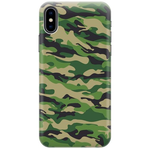 фото Gosso ультратонкий силиконовый чехол-накладка для apple iphone xs / x с принтом "темно-зеленое хаки"