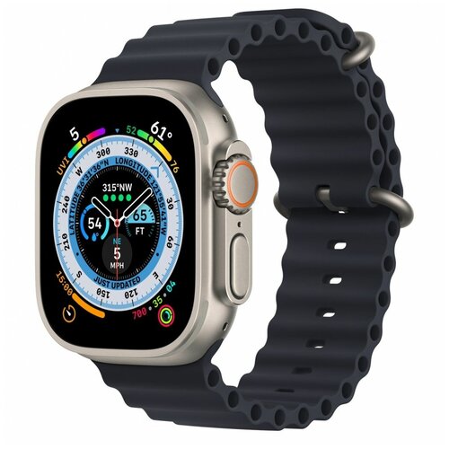 Ремешок силиконовый Apple Watch Ocean Band Midnight (Тёмная ночь) ONE Size 49mm (42mm; 44mm; 45mm) MQEE3ZM/A