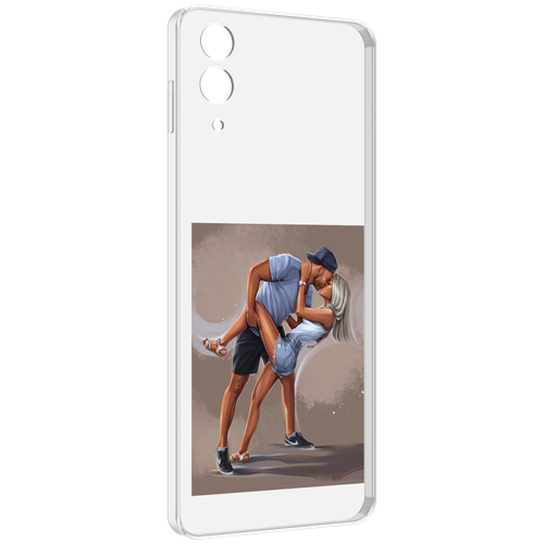 Чехол MyPads девушка с парнем танцуют женский для Samsung Galaxy Z Flip 4 (SM-F721) задняя-панель-накладка-бампер