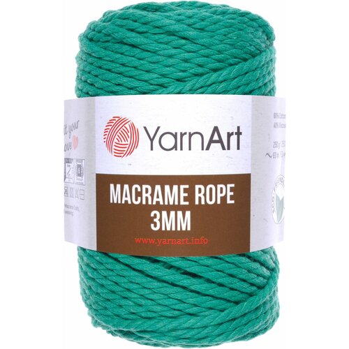 Пряжа YarnArt Macrame Rope 3mm зеленый (759), 60%хлопок/ 40%вискоза/полиэстер, 63м, 250г, 3шт