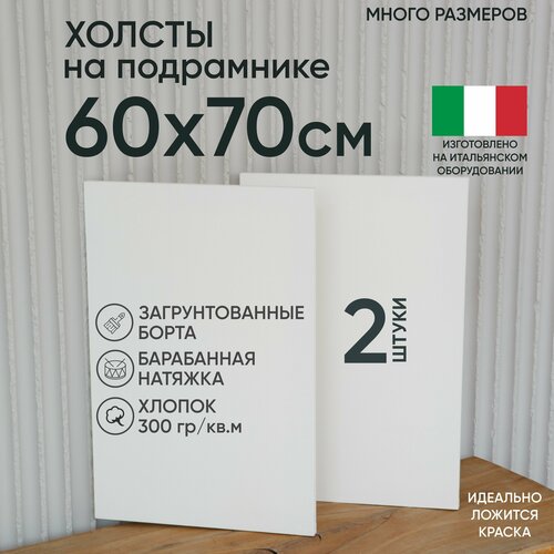 Холст на подрамнике, 2 шт, размер 60 х 70 см, Артель художников, хлопок 300 г/м2, грунтованный