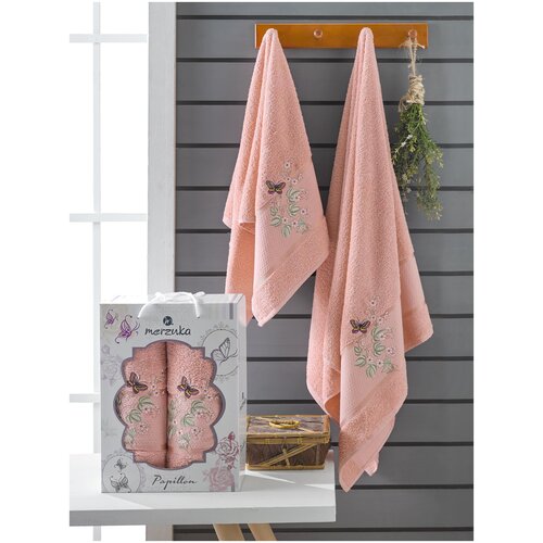 фото Oran merzuka полотенце papillon цвет: персиковый (50х90 см,70х140 см) br41026