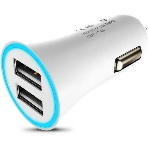 Автомобильное зарядное устройство Hoco UC204 White зарядка 2.4А 2 USB-порта, белый автомобильная зарядка hoco z10 white