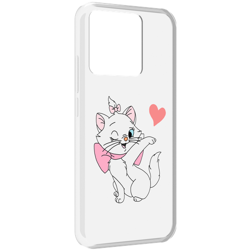 Чехол MyPads белая-кошечка-с-сердечком женский для Xiaomi Redmi 10A задняя-панель-накладка-бампер