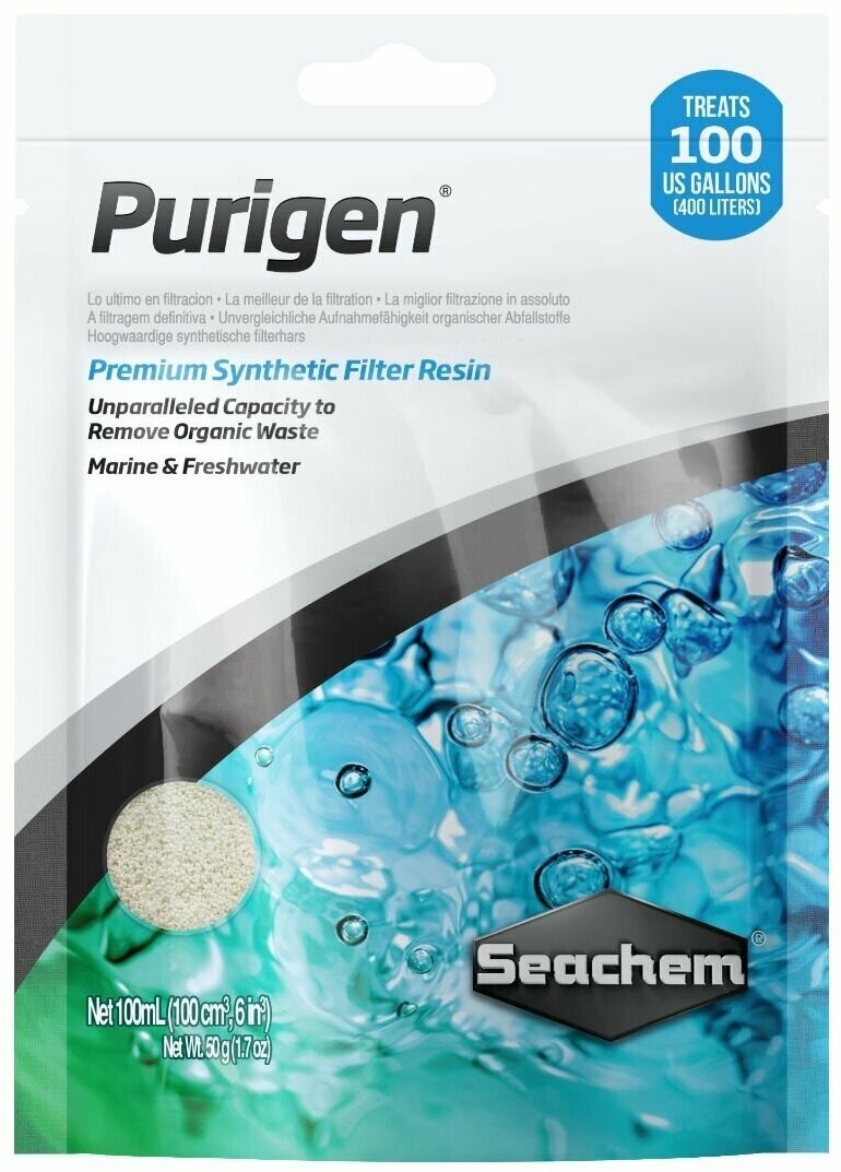 Seachem Purigen- 100мл на 400л воды ( в мешочке)- наполнитель для удаления из воды аммиака нитритов и нитратов и делает воду очень прозрачной