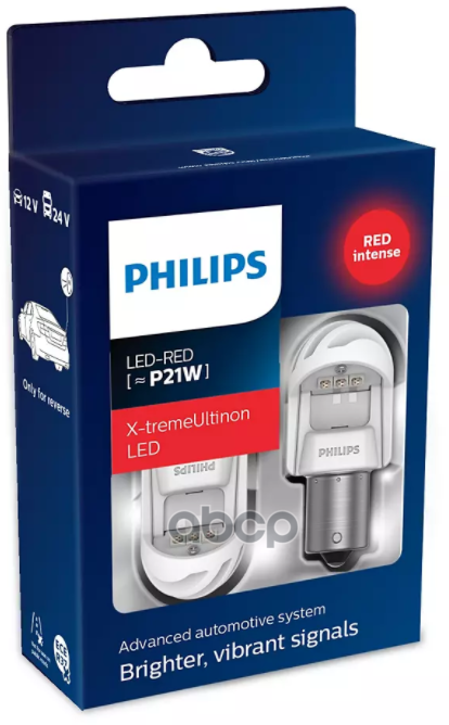 Набор Автоламп Led Philips 11498Xurx2 Pr21w(1156) 12-24V 2,3W Ba15s X-Tremeultinon Led Gen2 (Красный) (К2/10) Philips арт. 1.