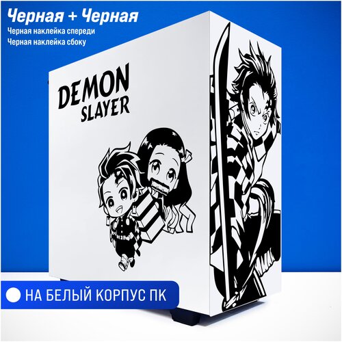 Наклейка на ПК, стикер на белый корпус компьютера - Demon Slayer - A