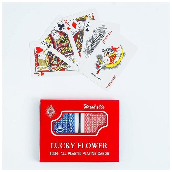 Карты игральные пластиковые "Lucky flower", 2 колоды по 54 шт, 25 мкм, 8.7 х 5.7 см