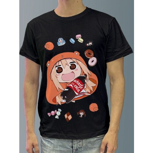 фото Футболка мужская черная из хлопка с dtf рисунком аниме двуличная сестренка умару - 1087 будь на стиле