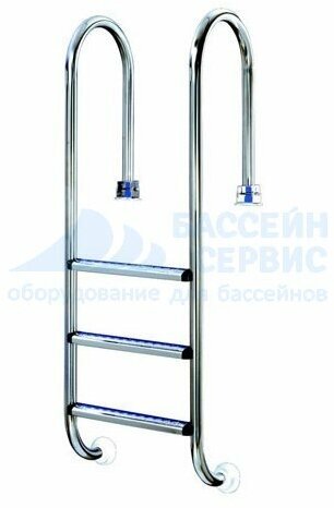 Лестница Flexinox Wall (Muro) для узкого борта, 3 ступени, AISI-304 (с закладными), цена - за 1 шт