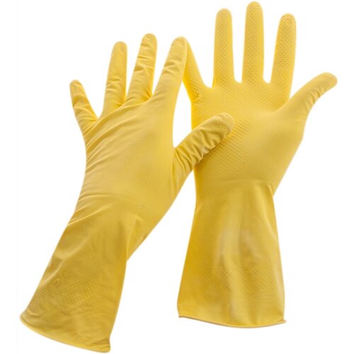 Перчатки резиновые хозяйственные OfficeClean Стандарт+ S, супер прочные, желтые, упаковка 12 шт.