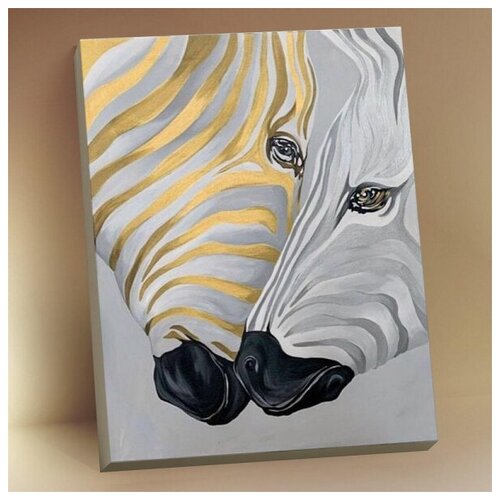 Картина по номерам с поталью «Две зебры» 40х50 см, Molly