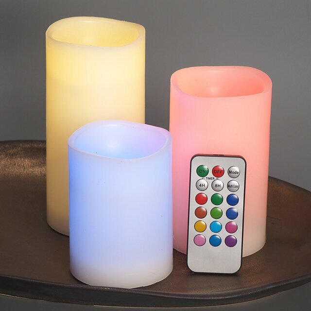 фото Koopman Набор светодиодных свечей Радуга 10-15 см, 3 шт, с пультом управления, на батарейках ACA202010