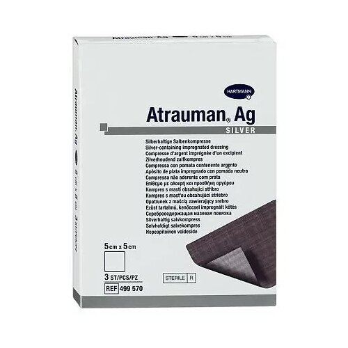 Hartmann Atrauman AG повязка стерильная серебросодержащая, 5х5 см, 3 шт.