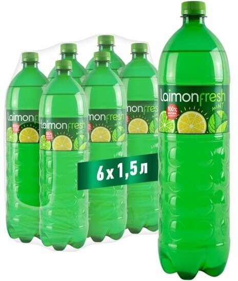 Напиток газированный Laimon Fresh Лайм Лимон Мята ПЭТ 1,5 л (6 штук в упаковке)