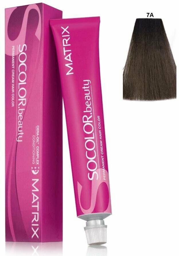 Matrix Socolor Beauty стойкая крем-краска для волос, 7A блондин пепельный, 90 мл