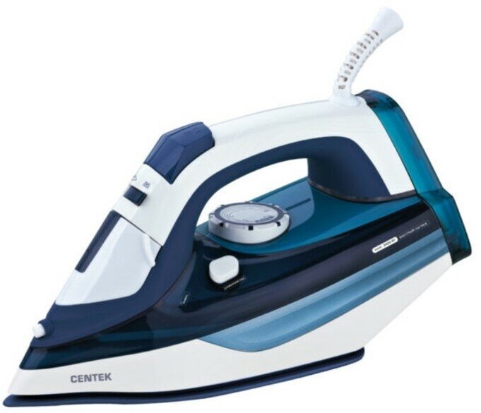 фото Утюг Centek CT-2319, 2400 Вт, керамика, 480 мл, капля-стоп, пар. удар, бело-синий