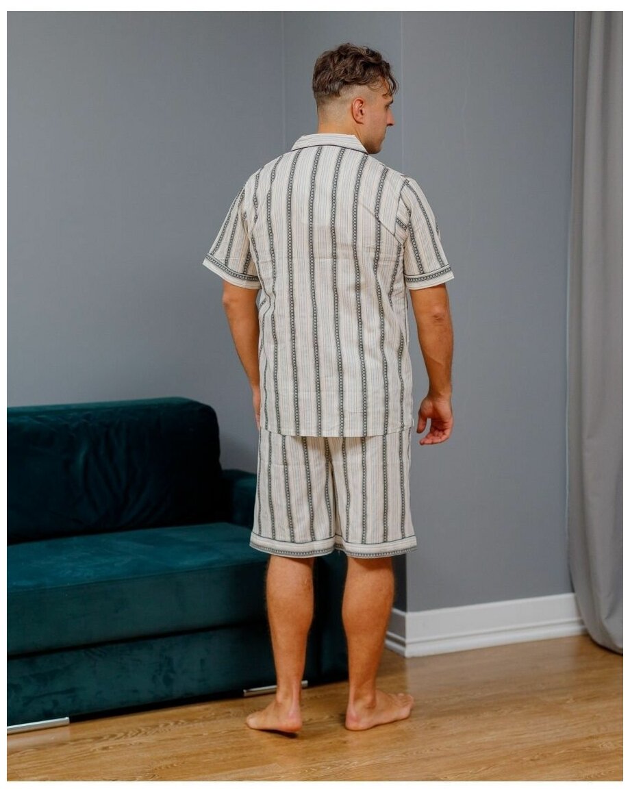 Пижама мужская с шортами и рубашкой на пуговицах хлопок_размер50 - фотография № 4