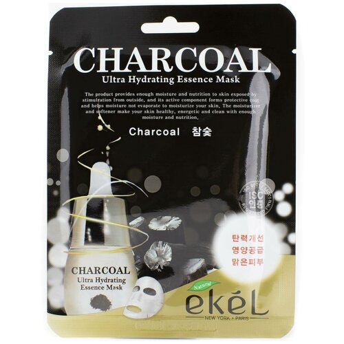 Ekel Маска тканевая с экстрактом древесного угля Charcoal Ultra Hydrating Essence Pack, 25 г, 25 мл ekel маска тканевая с экстрактом древесного угля charcoal ultra hydrating essence pack 150 г 5 шт по 25 мл