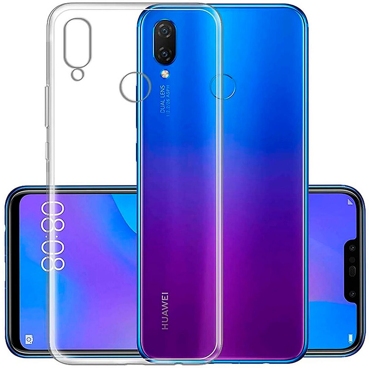 Силиконовый чехол на Huawei Nova 3i / P Smart Plus / Хуавей Нова 3 Ай / П Смарт Плюс прозрачный